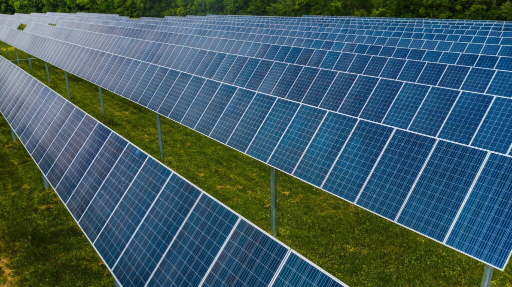 Modern solar power station in countryside